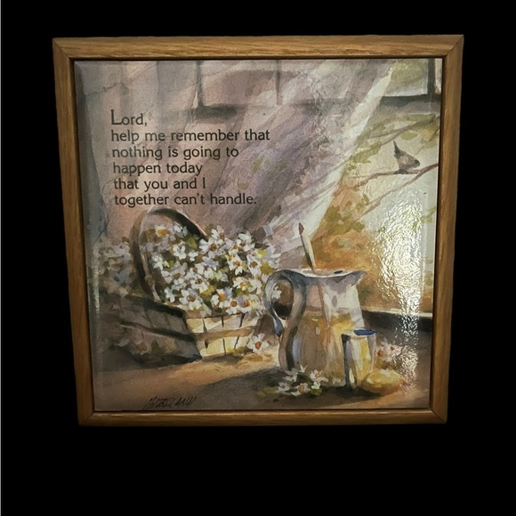 H&R Johnson Made in England Religious Spiritual Tile Trivet Framed Wall Decor - Picture 4 of 6